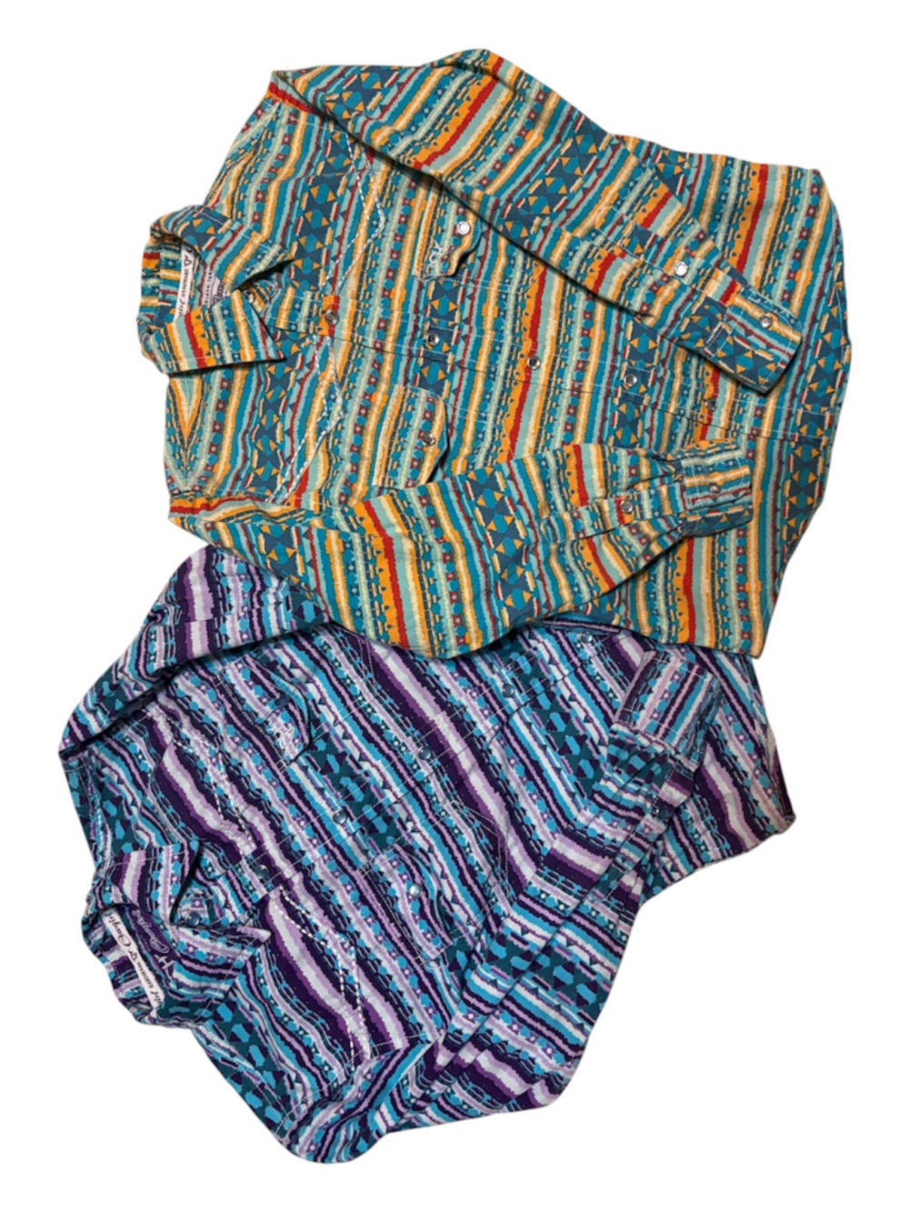 COWGIRL HARDWARE Striped snap western shirts - Turquoise/Yellow & Purple/Teal